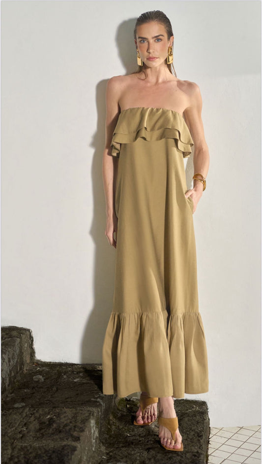 Anne Fernandes - Strapless Ruffle Bust Dress