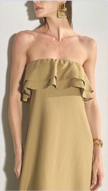 Anne Fernandes - Strapless Ruffle Bust Dress