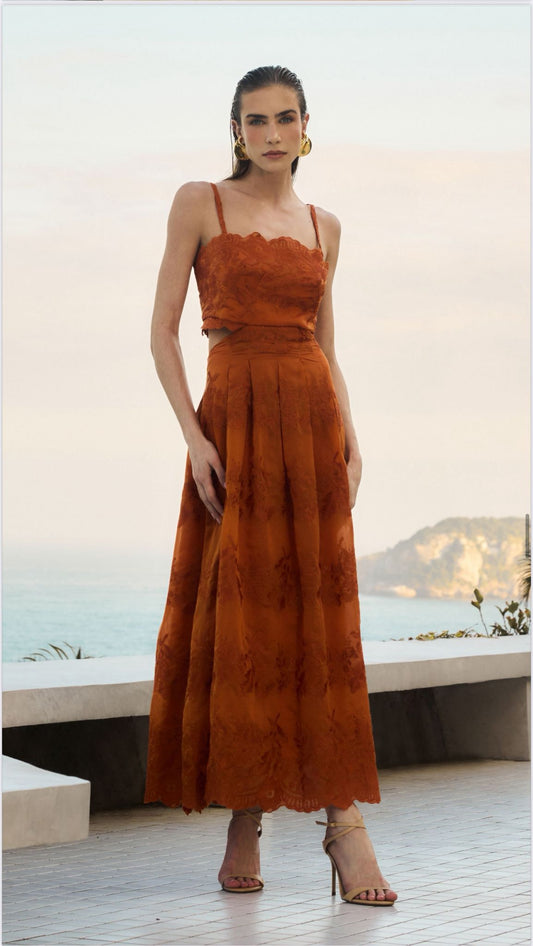 Anne Fernandes - Lace Midi Dress Pleats