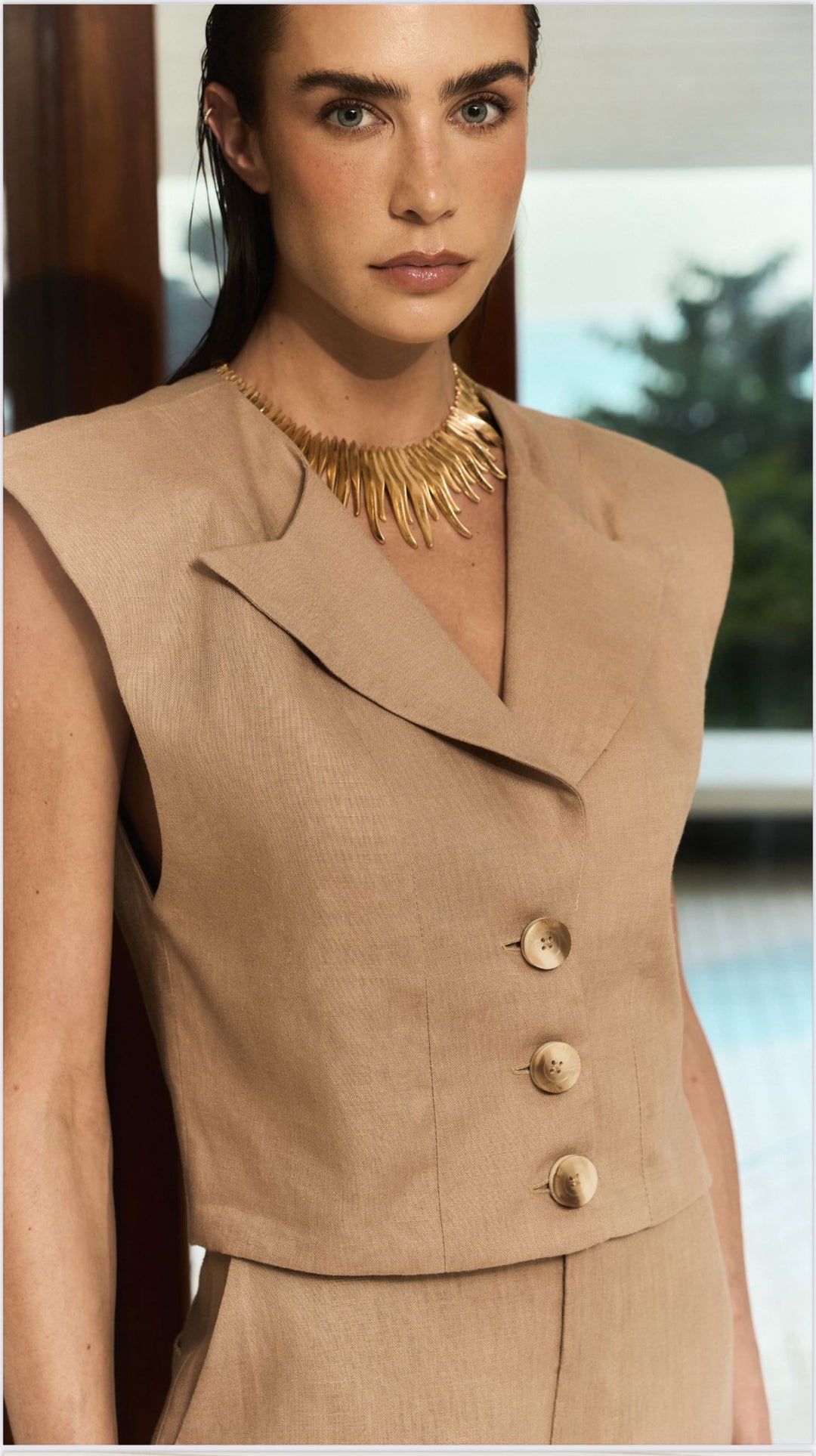 Anne Fernandes - Pure Linen Vest and Trousers Set