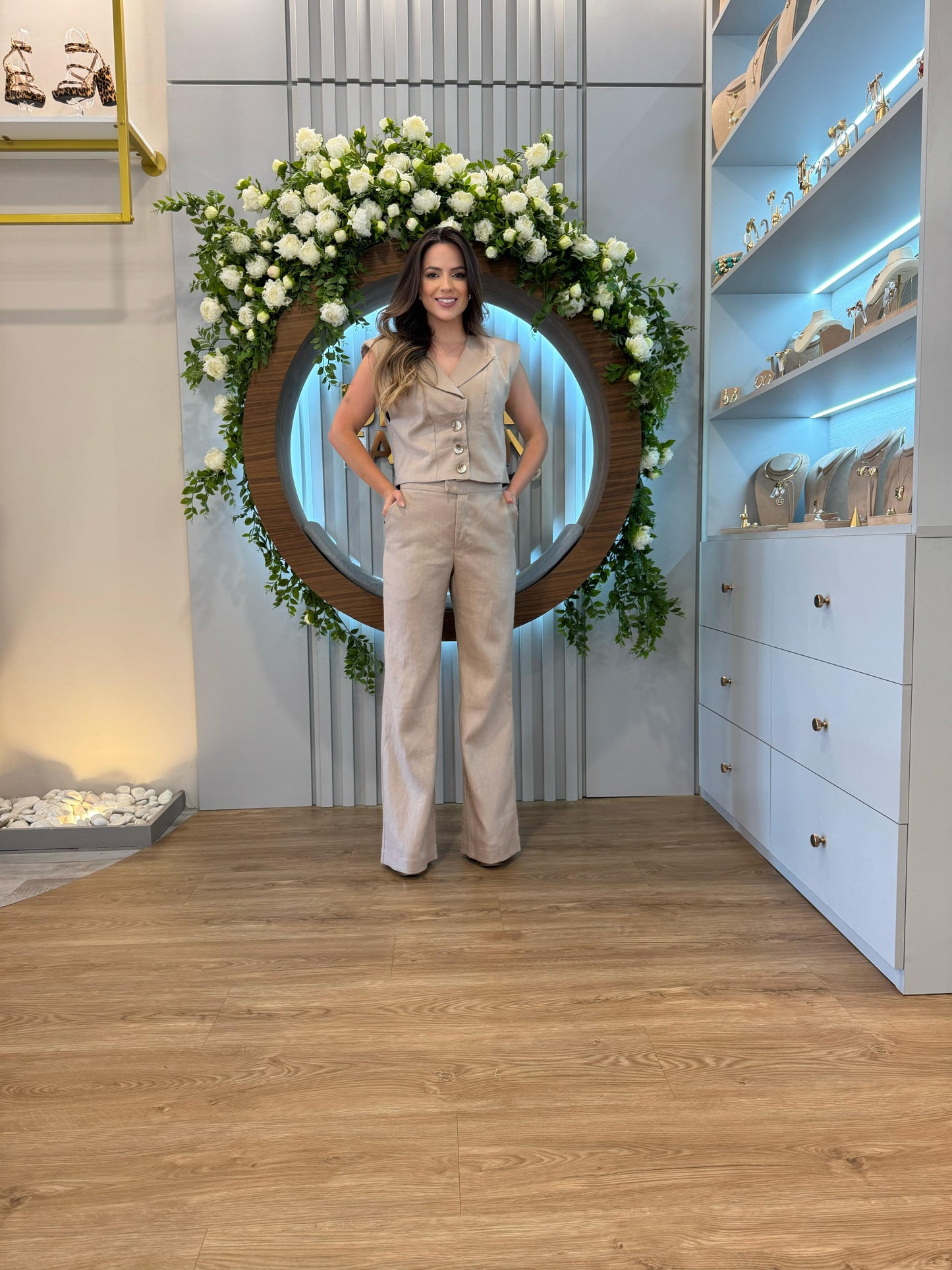 Anne Fernandes - Pure Linen Vest and Trousers Set