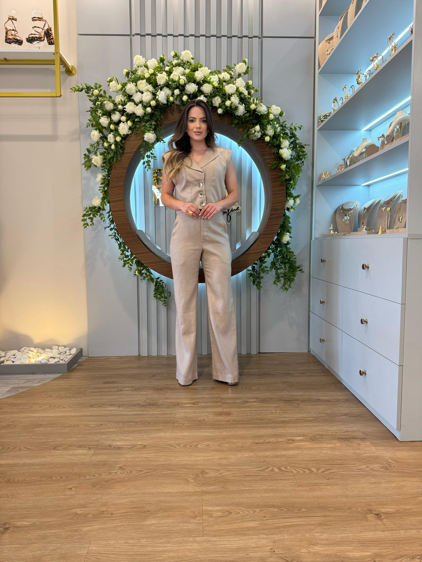 Anne Fernandes - Pure Linen Vest and Trousers Set