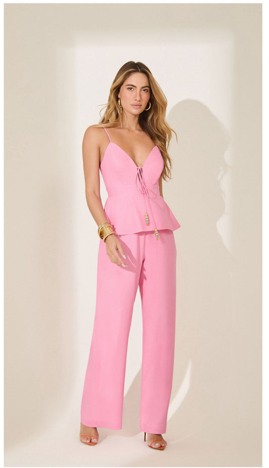 Isa Paes - Long Linen Pepplum Jumpsuit