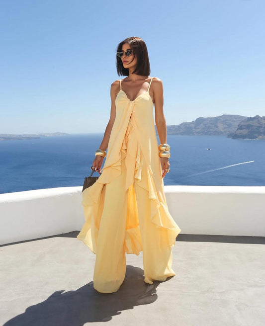 Closet Deluxe - Chiffon Tunic Set with Ruffles