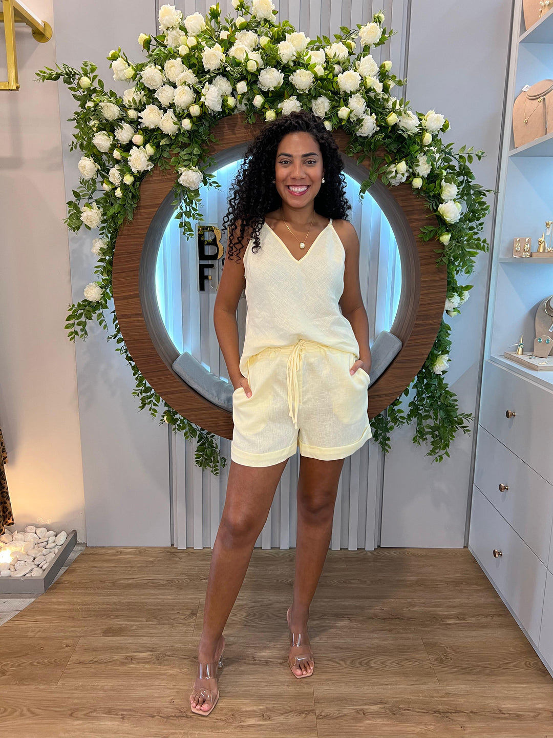 Salgunamu - Conjunto de Linho Top/Shorts