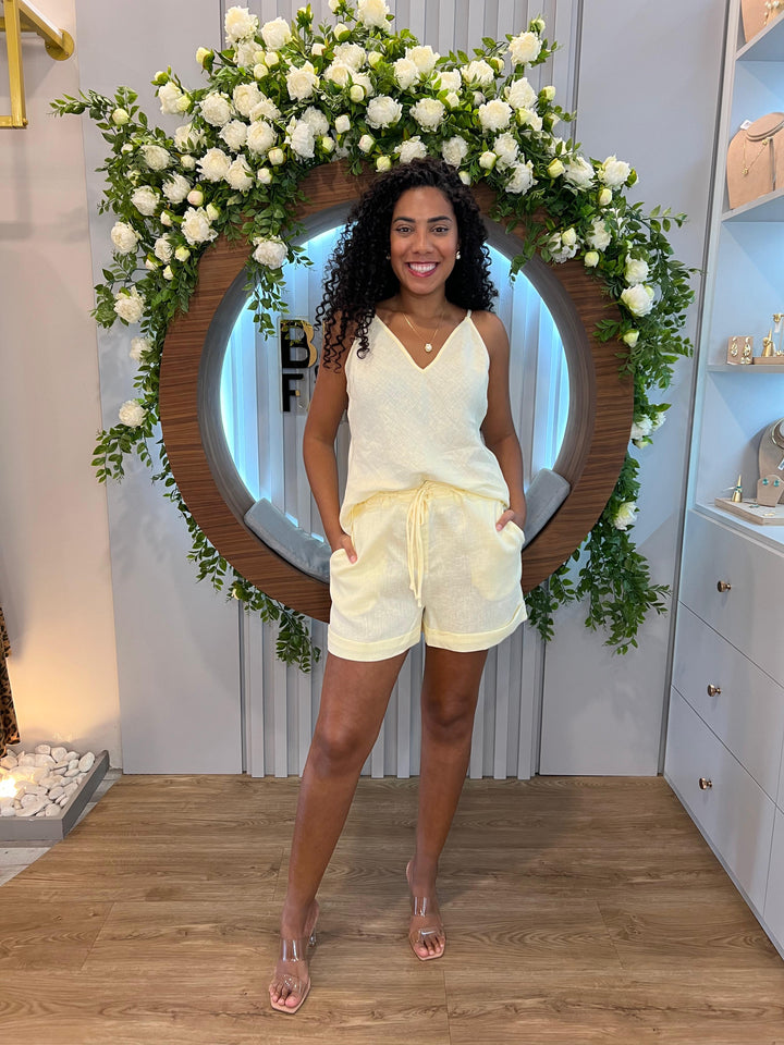 Salgunamu - Conjunto de Linho Top/Shorts