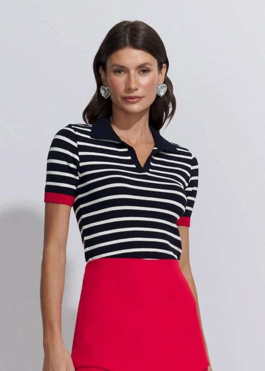 Lore - Striped Knit Polo Shirt