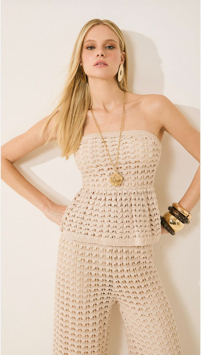 Isa Paes - Knitted Pepplum Blouse Set