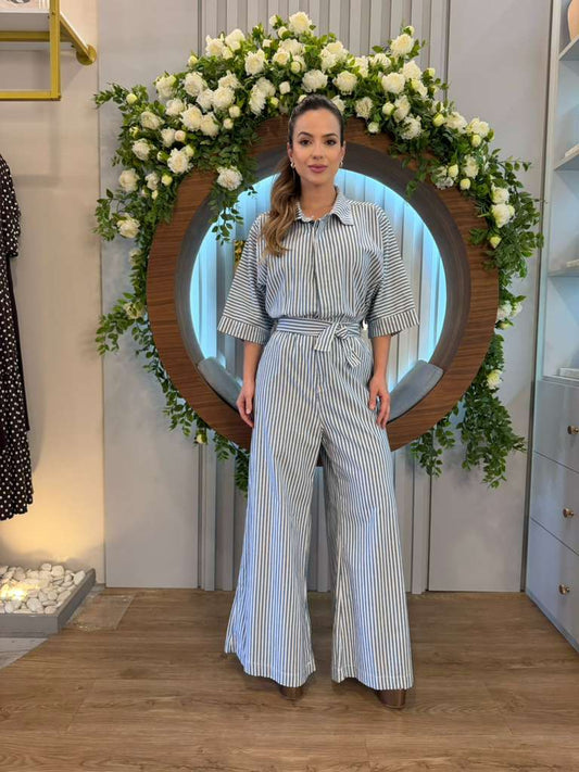 Contra Sensura - Linen Striped Jumpsuit