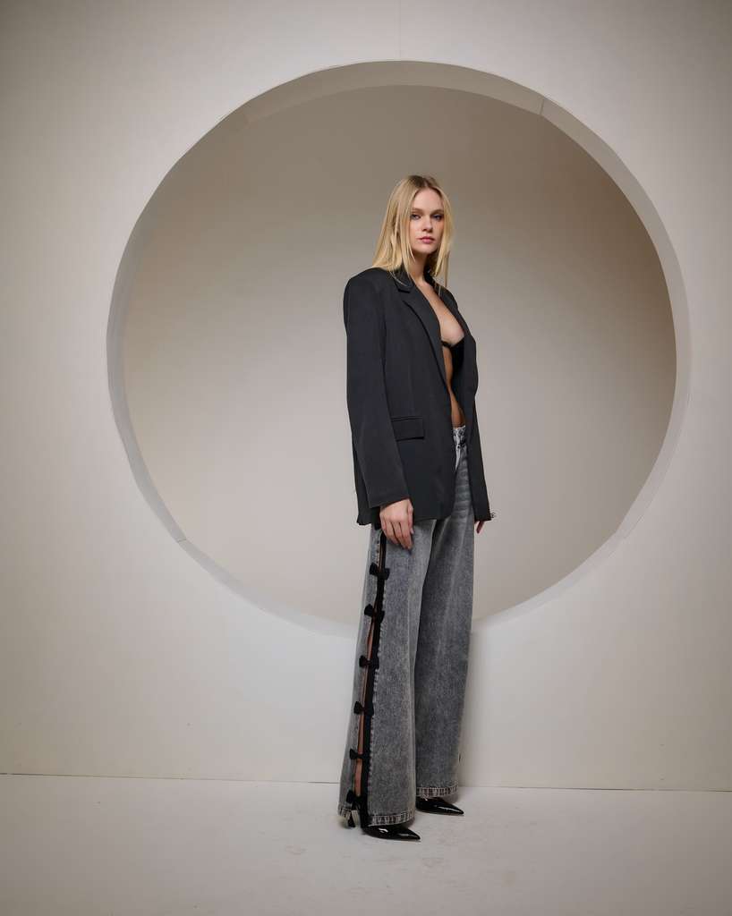 Bfly - Straight-Leg Pants Bow Side Slit