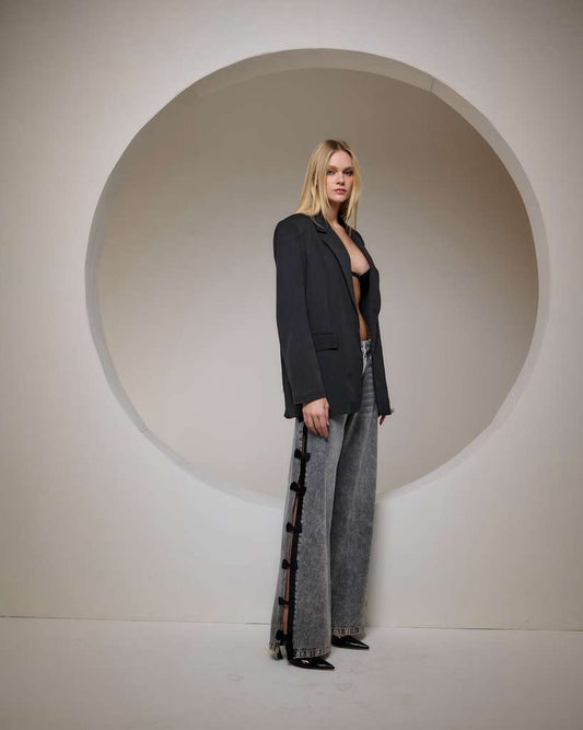 Bfly - Straight-Leg Pants Bow Side Slit