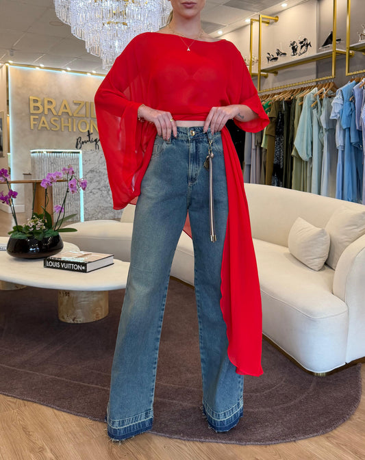 Caos - Blusa Volumosa Mangas Longas