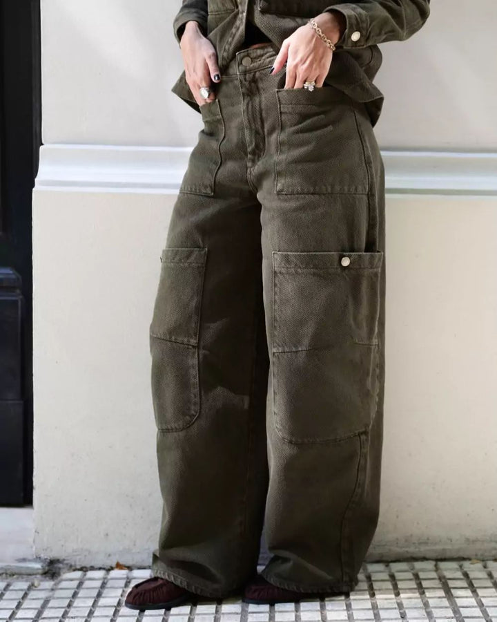 Alcance Jeans - Calça Cargo de Veludo Cotelê