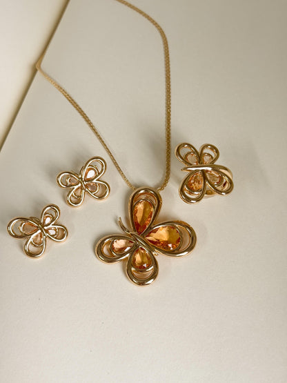 Nuria - Butterfly Earring Ring Necklace Set