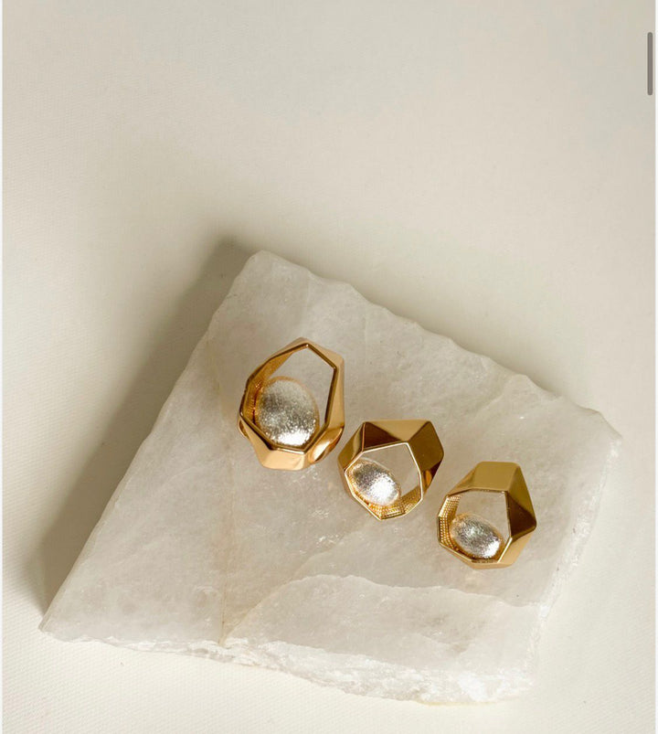 Nuria - Beveled Earring Ring Set Silver Core