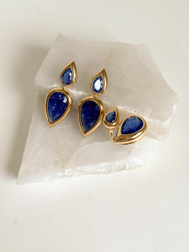 Nuria - Inverted Teardrop Earring Ring Set