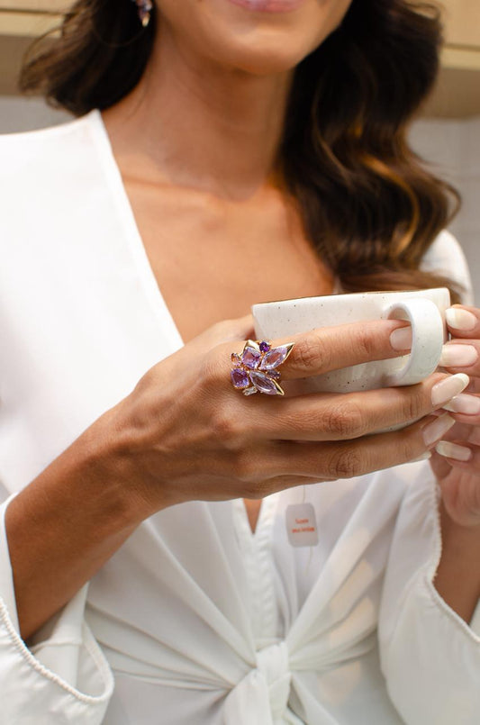 Nuria - Petal Stone Earring Ring Set
