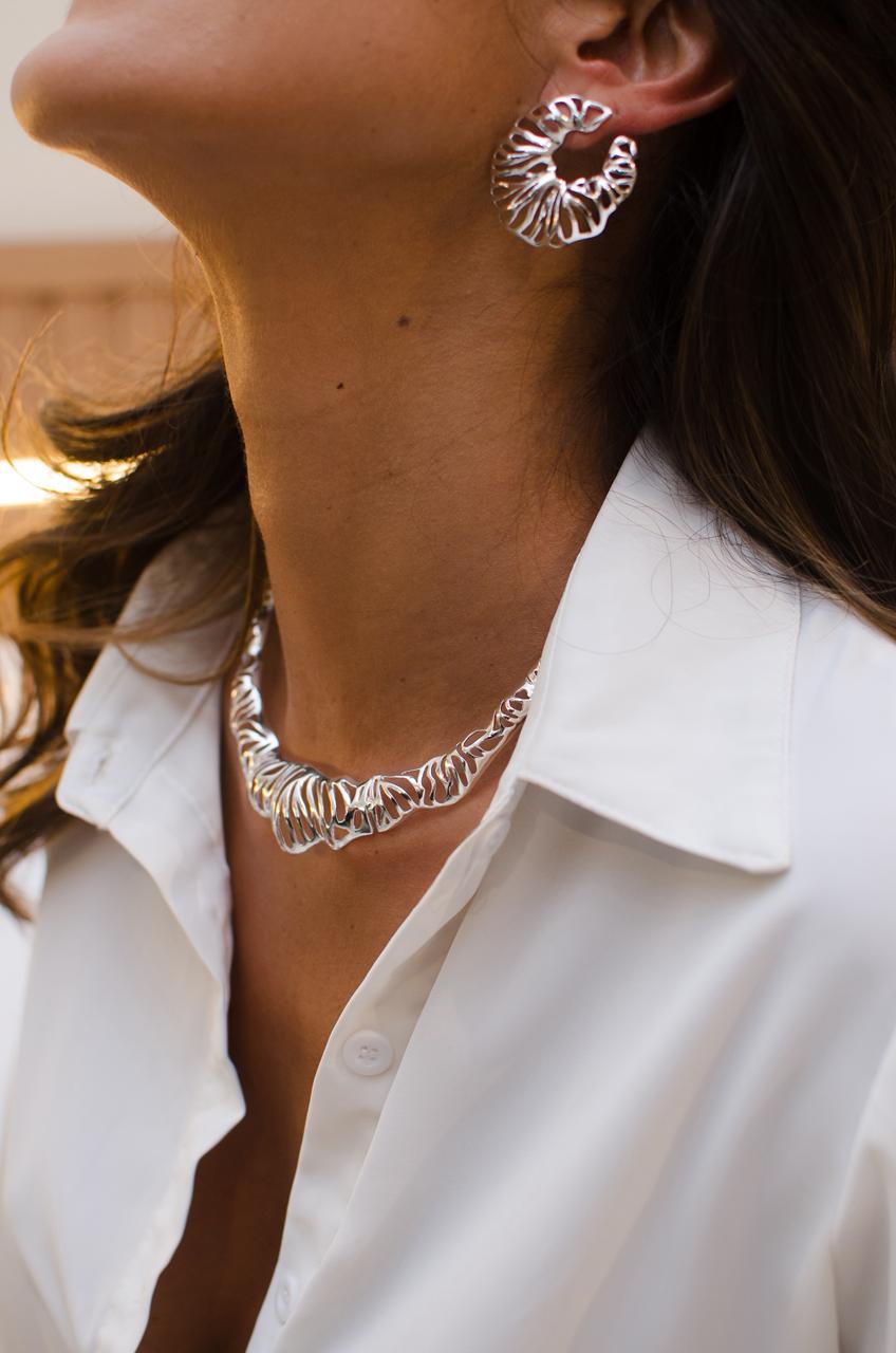 Nuria - Striped Necklace Ring Earrings Set