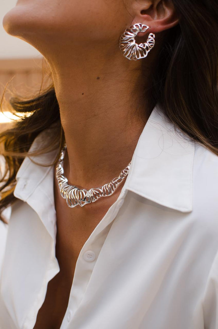 Nuria - Striped Necklace Ring Earrings Set