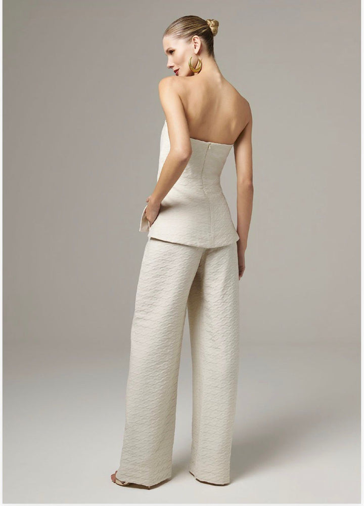 Lore - Strapless Top Wide Leg Pants Set