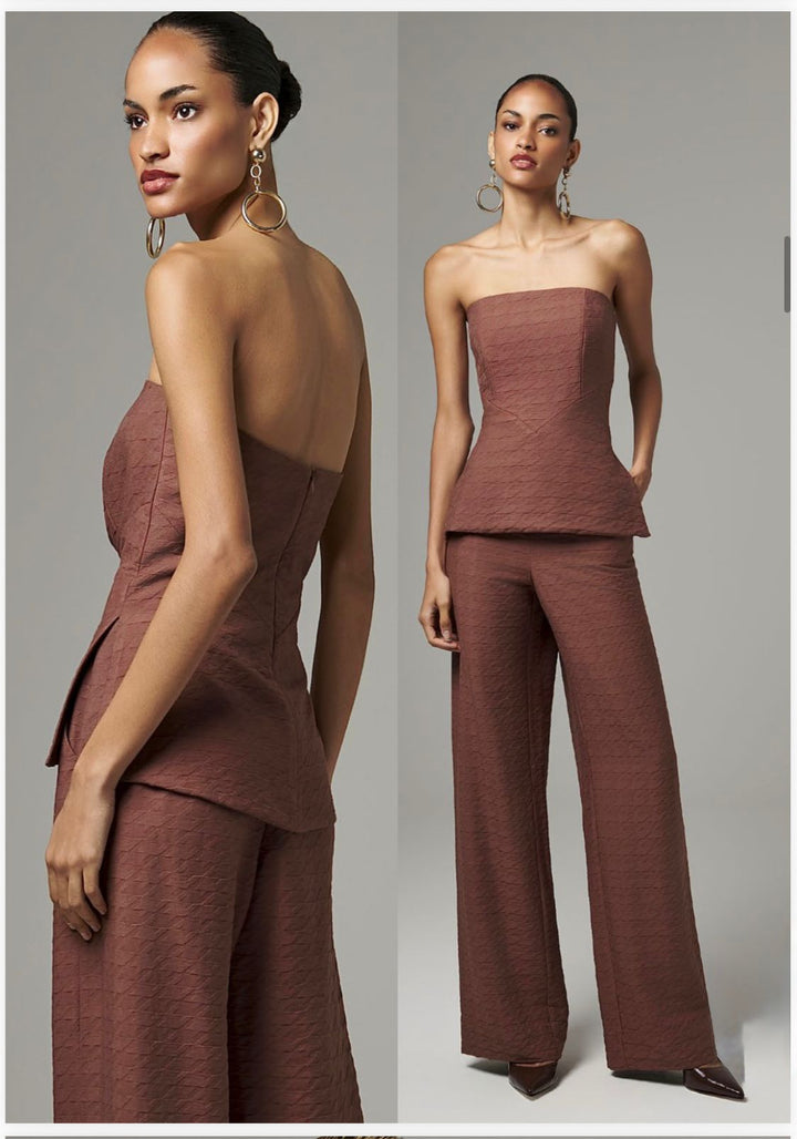Lore - Strapless Top Wide Leg Pants Set