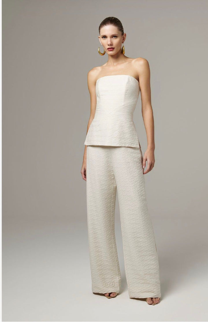 Lore - Strapless Top Wide Leg Pants Set