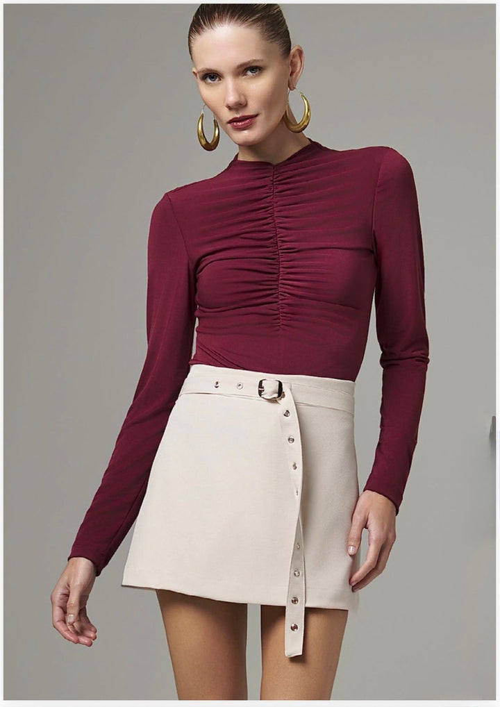 Lore - Blusa de Gola Alta Franzida