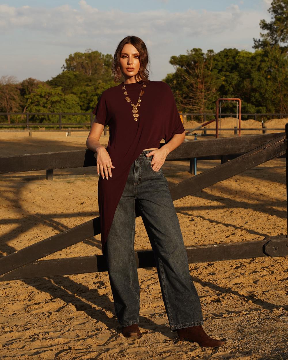 Alcance Jeans - Blusa Assimétrica