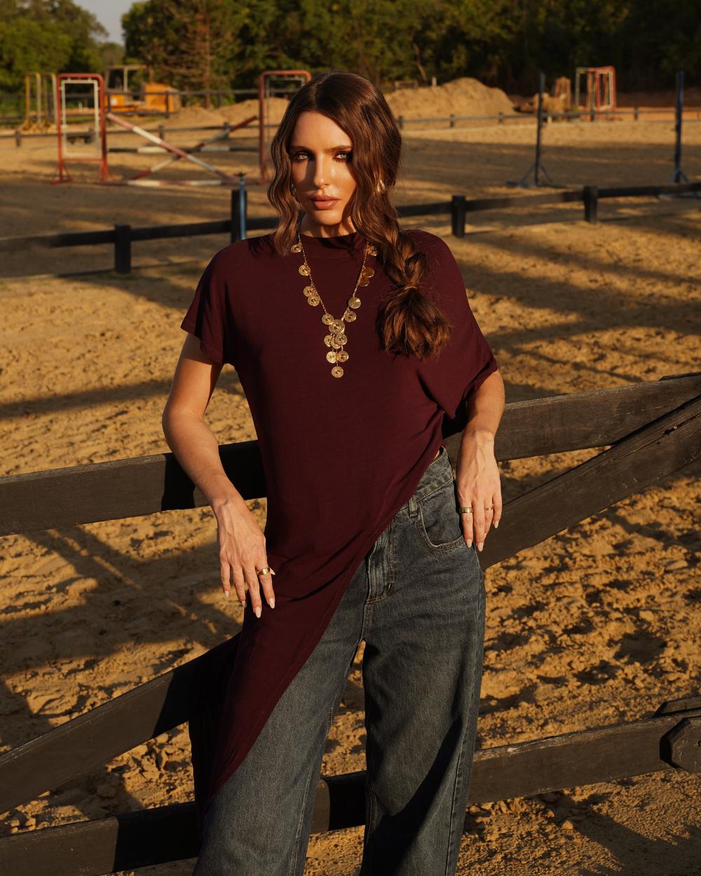 Alcance Jeans - Blusa Assimétrica
