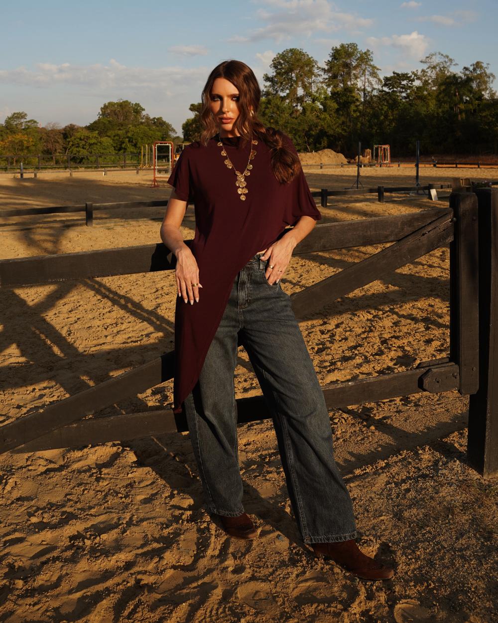 Alcance Jeans - Blusa Assimétrica