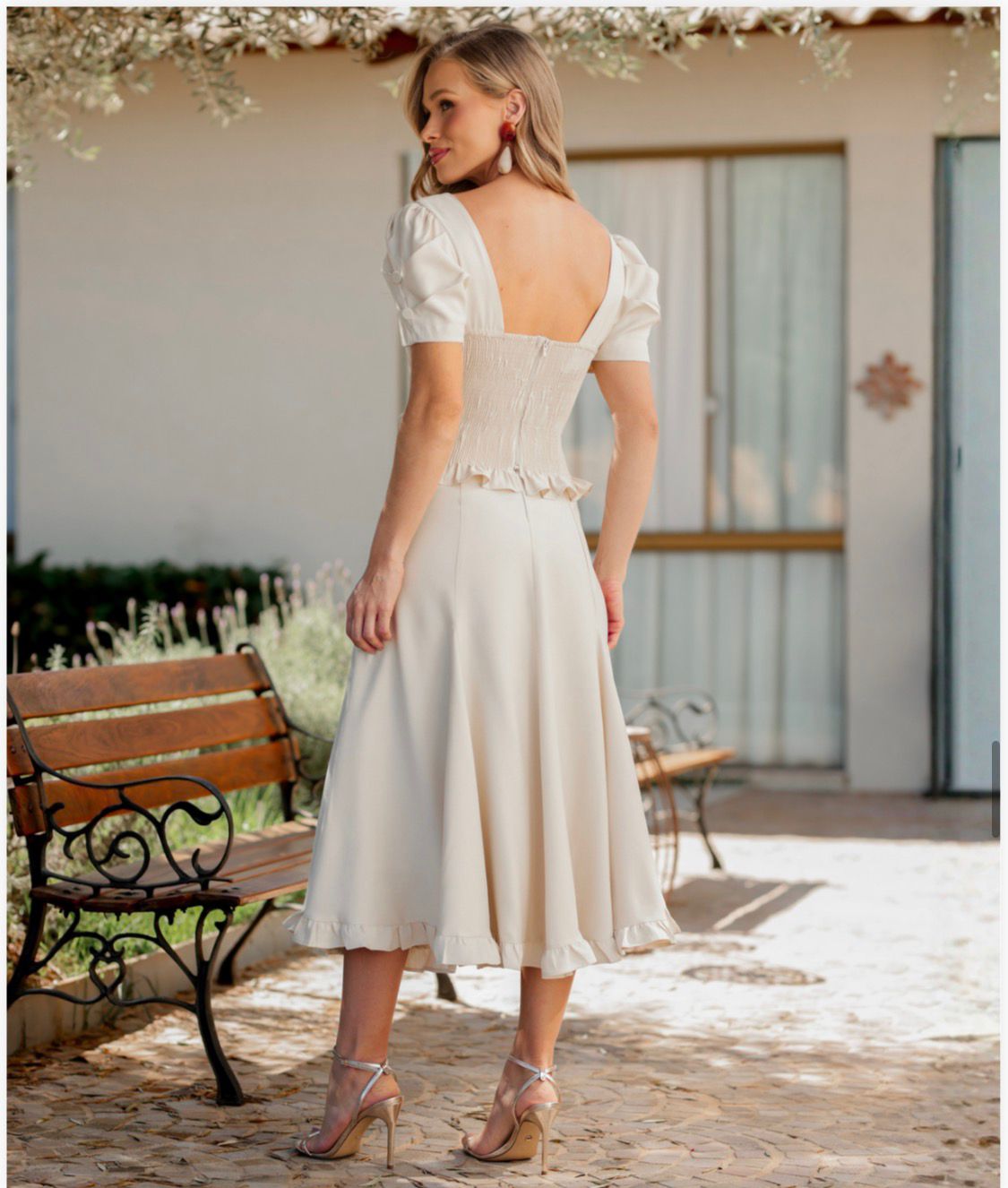 Doce Maria - Midi Skirt Blouse Set Bow