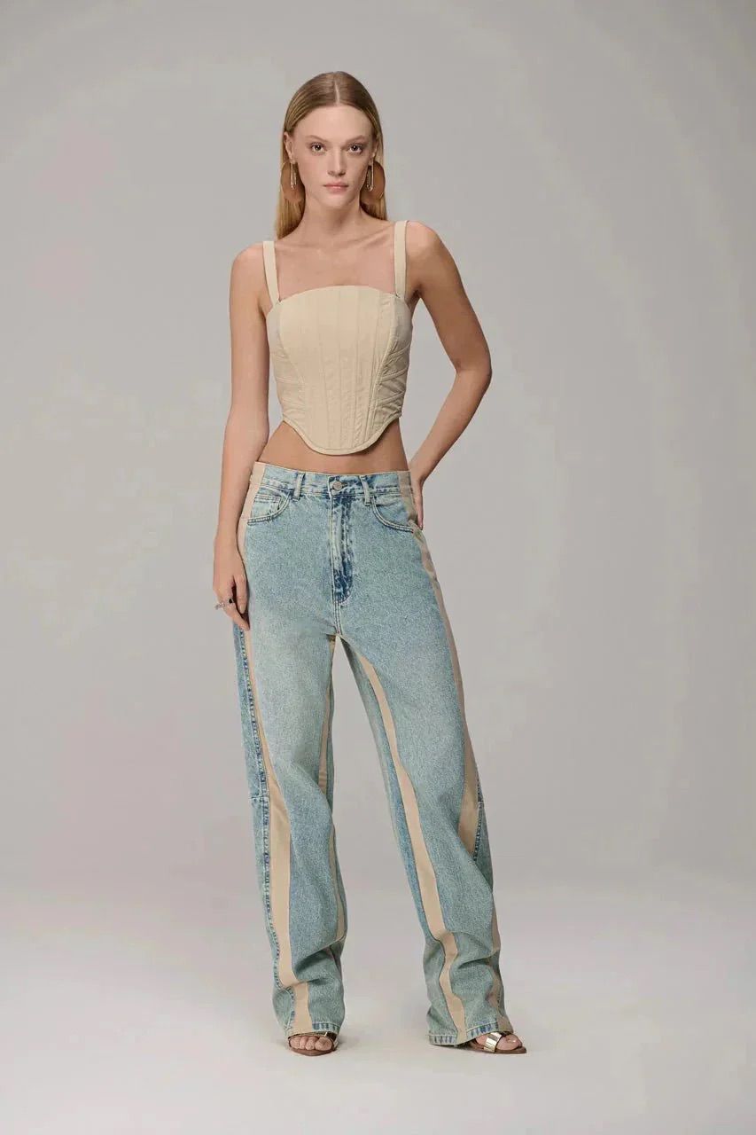 Caos - Side Stripe Straight Jeans