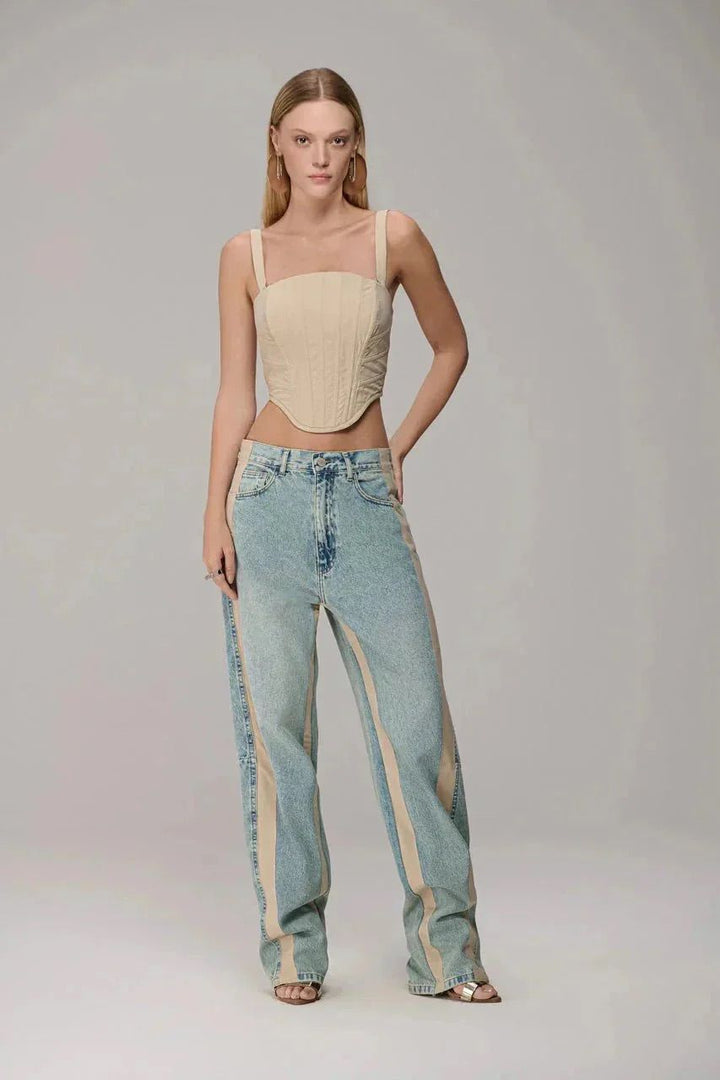 Caos - Side Stripe Straight Jeans