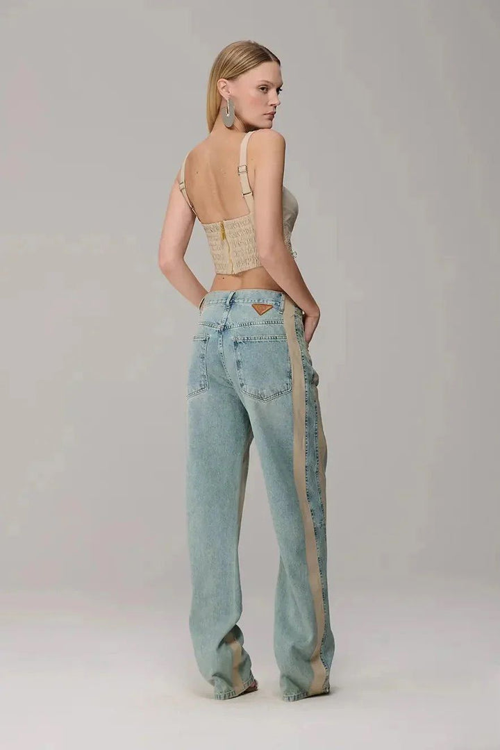 Caos - Side Stripe Straight Jeans