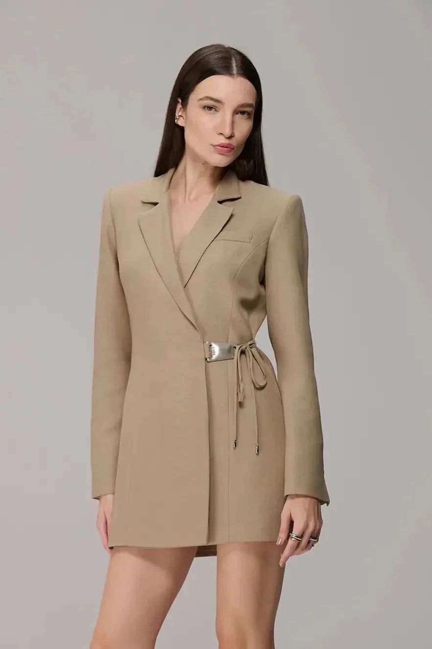 Caos - Metallic Wrap Blazer Dress