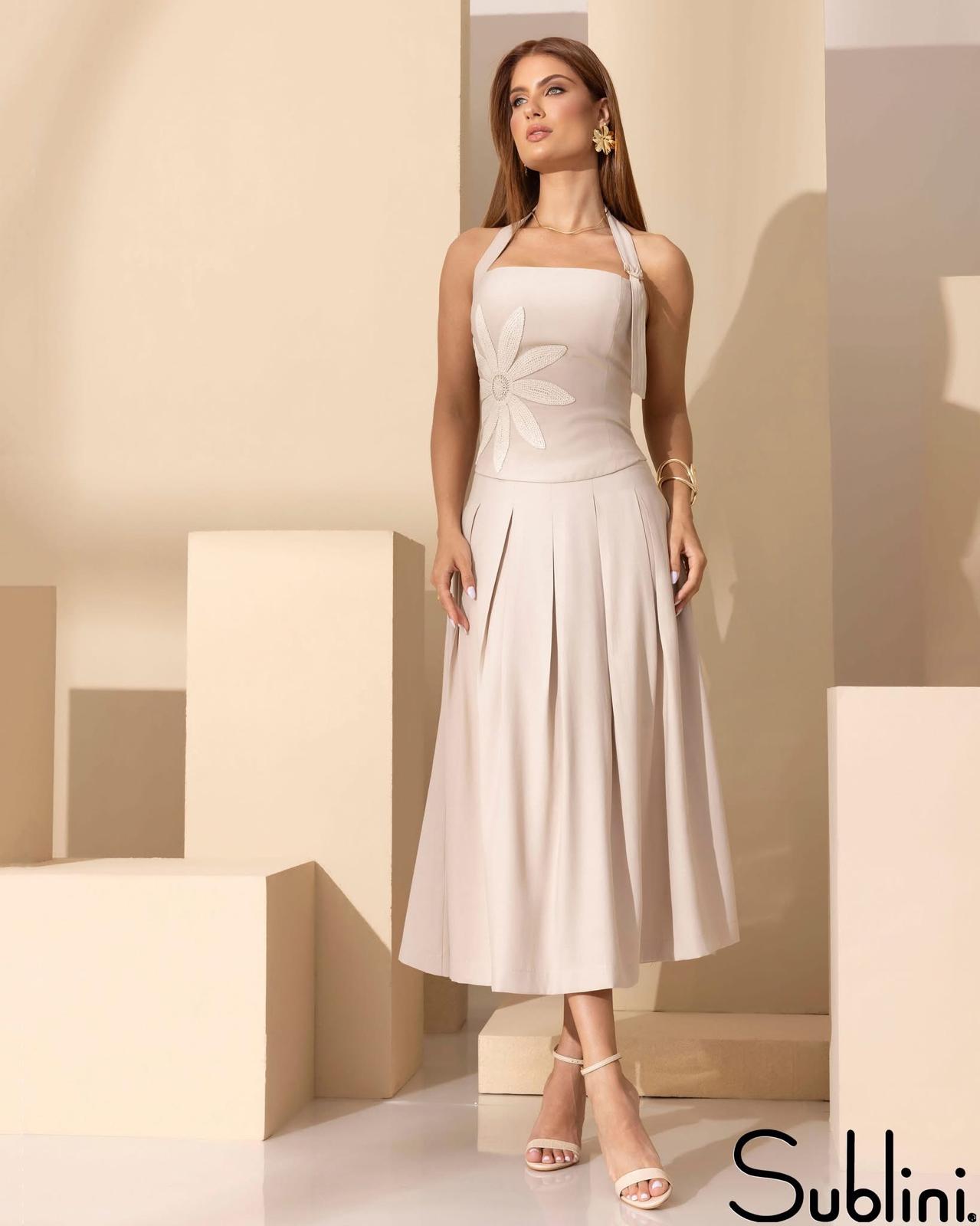 Sublini - Top with Appliqué and  Skirt Set