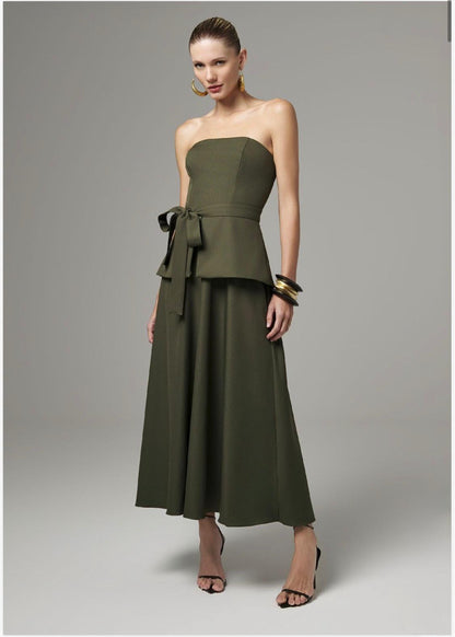 Lore - Tie Front Peplum Maxi Dress