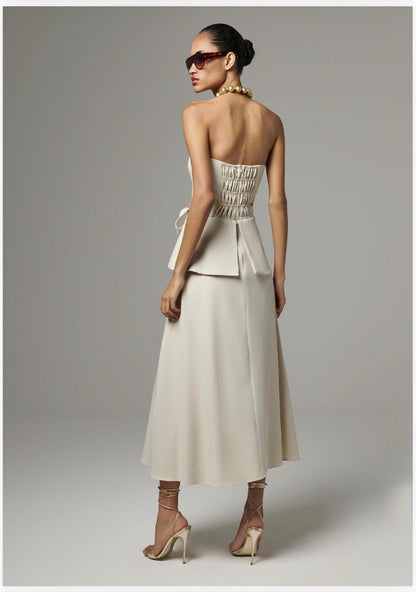 Lore - Tie Front Peplum Maxi Dress