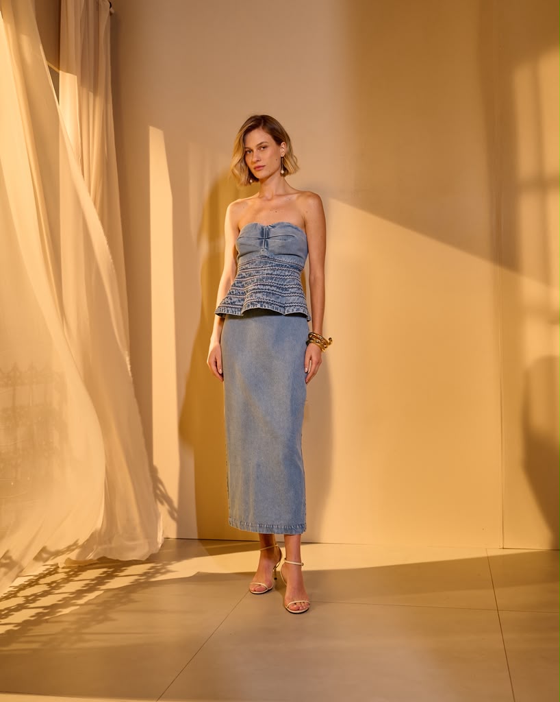 Bfly - Pintucked Denim Corset Skirt