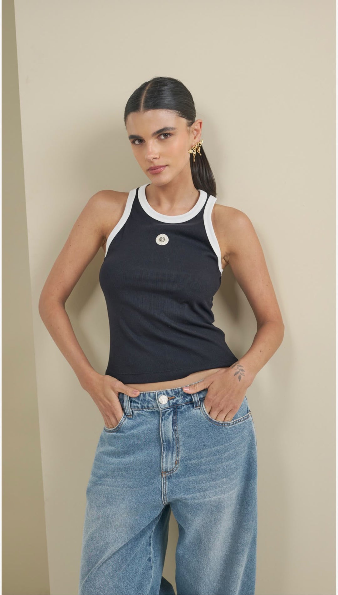 Bfly - Two Tone Ribbed Tank Top