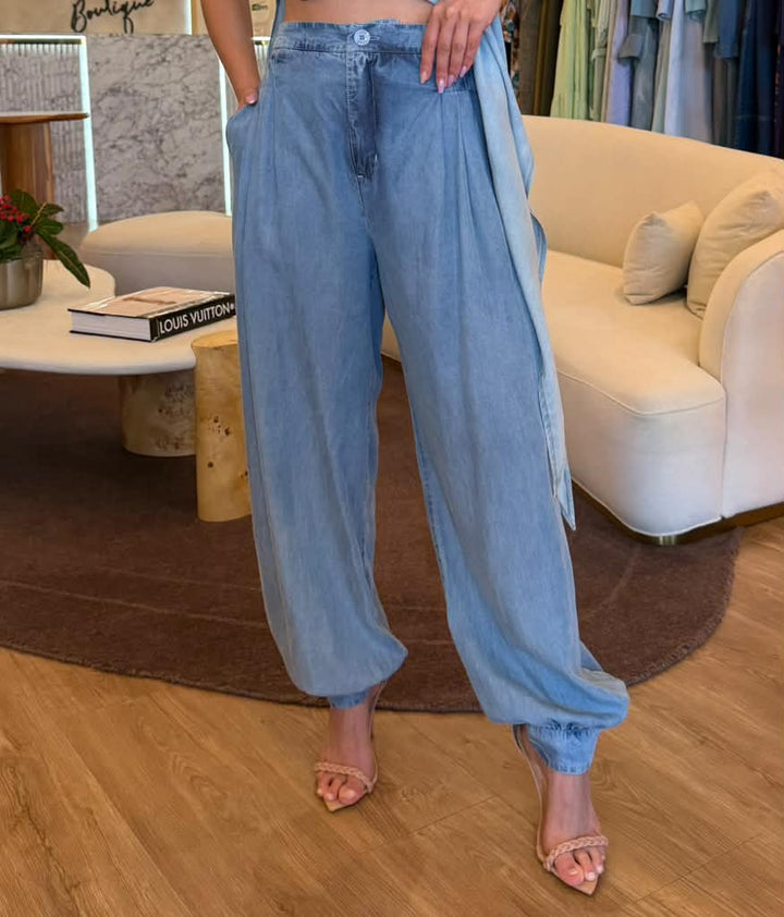 Caos - Denim Pants W/ Barrel Buttoning