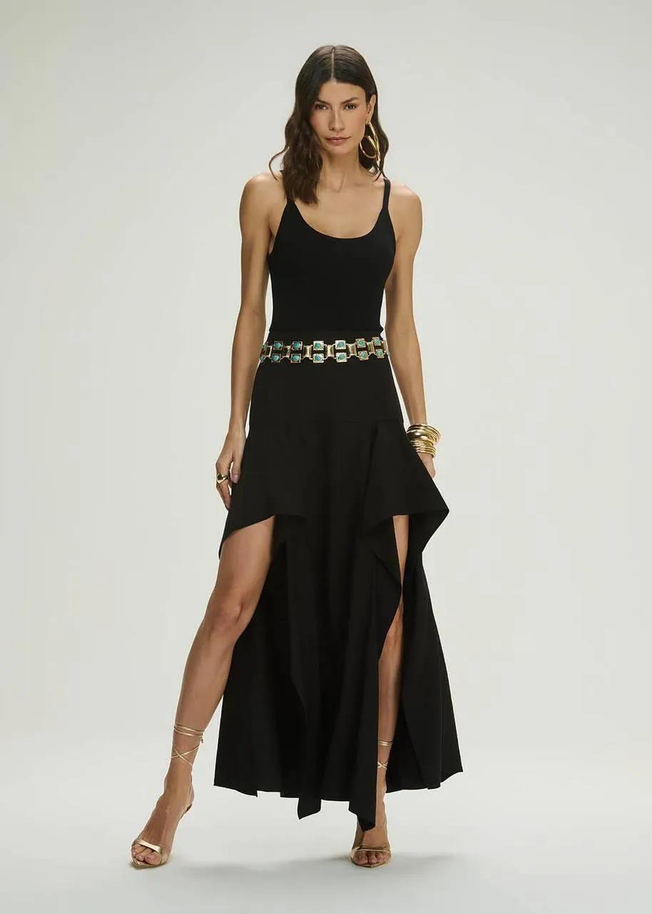 Lore - Long Ruffled Skirt Slit