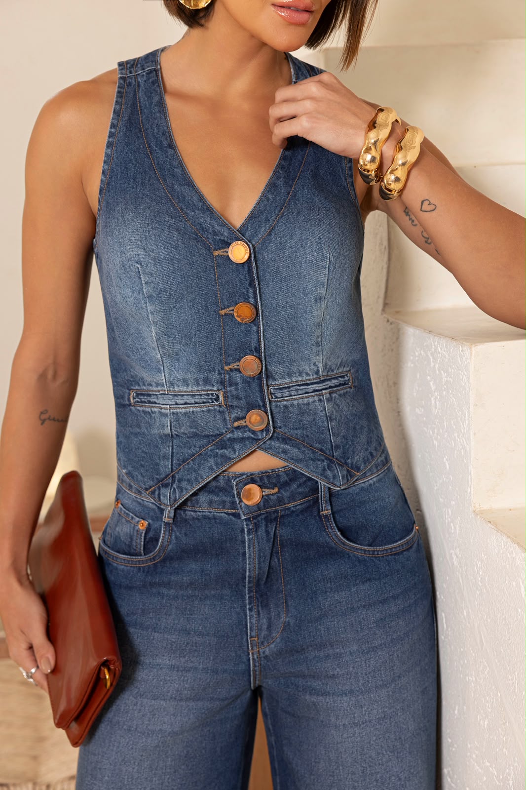Remanescente - Denim Set with Vest