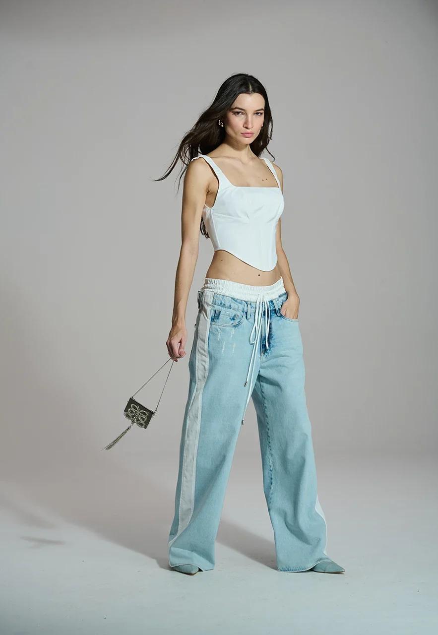 Caos - Wideleg Jeans W Nylon Details