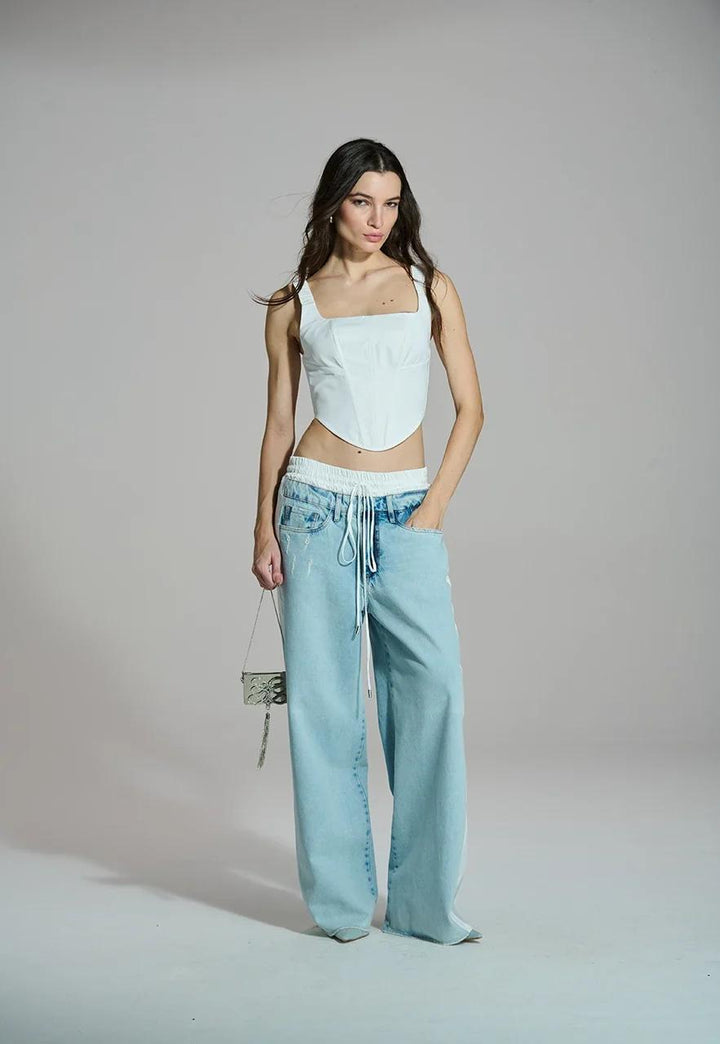 Caos - Wideleg Jeans W Nylon Details