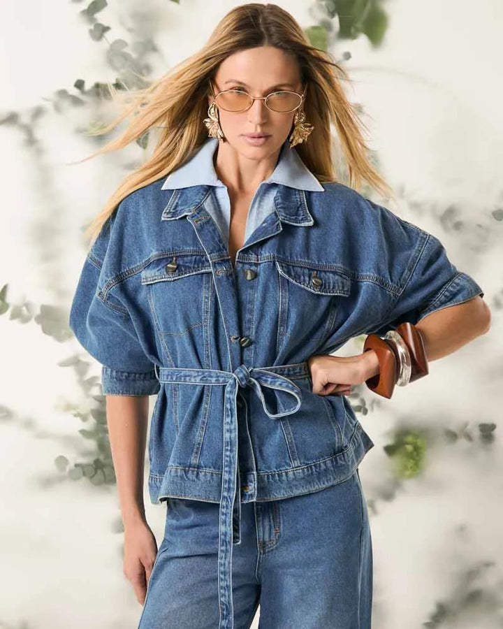 Isa Paes - Tie-Front Denim Jacket
