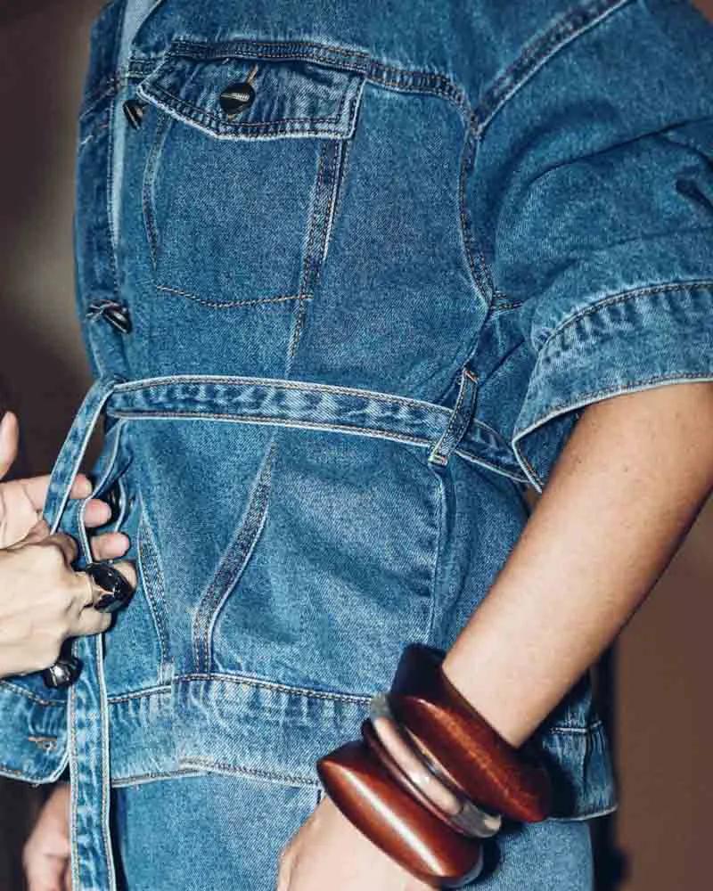 Isa Paes - Tie-Front Denim Jacket