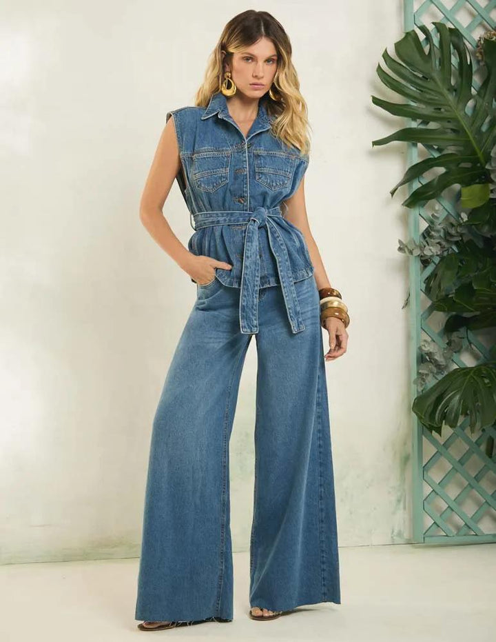 Isa Paes - Tie-Front Denim Vest