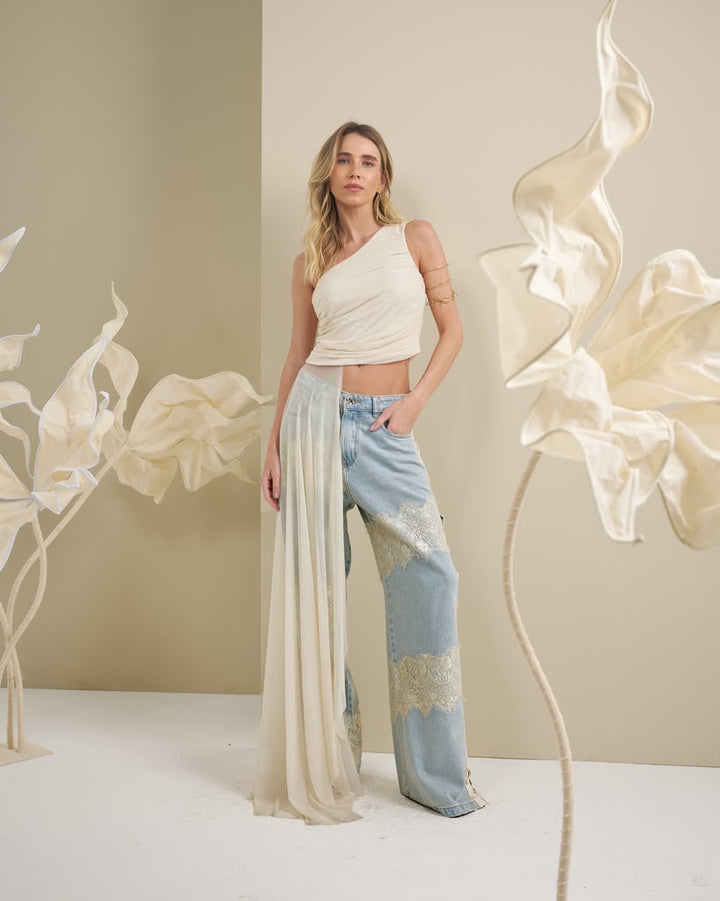 Bfly - Jeans with Lace and Eyelets