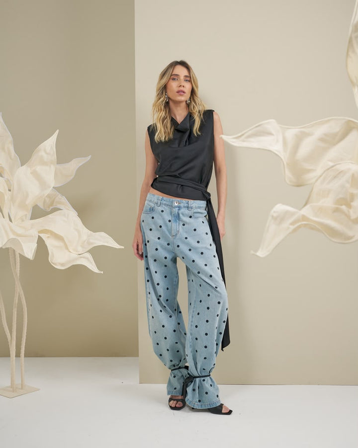 Bfly - Straight-Leg Polka-Dot Jeans